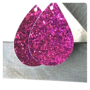 Faux leather glitter earrings